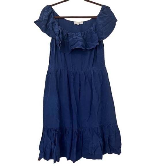 Sandro Blue Silk Tiered Dress 3 - Picture 1 of 6